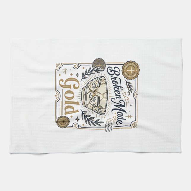 Zerbrochenes wird zu Gold Jesus Kintsugi zerbroche Geschirrtuch (Horizontal)