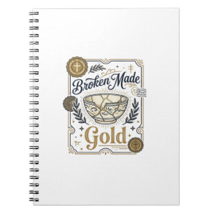 Zerbrochenes wird zu Gold Jesus Kintsugi zerbroche Notizblock
