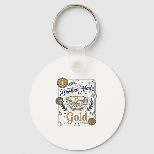 Zerbrochenes wird zu Gold Jesus Kintsugi zerbroche Schlüsselanhänger (Vorderseite)