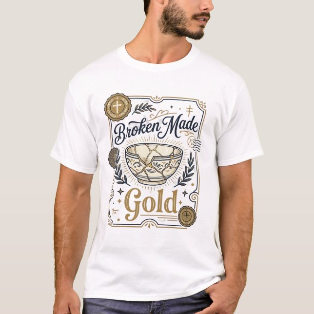 Zerbrochenes wird zu Gold Jesus Kintsugi zerbroche T-Shirt (Vorderseite)