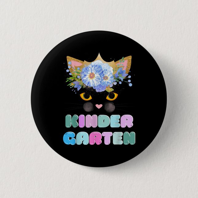Zerdrücken Kindergarten Süße Katzen Gesicht Katze  Button (Vorderseite)