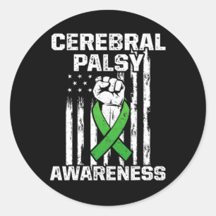 Zerebral Palsy Cp Bewusstsein für die Überwindung Runder Aufkleber