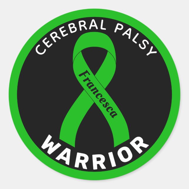 Zerebral Palsy Warrior Ribbon Black Round Sticker (Vorderseite)