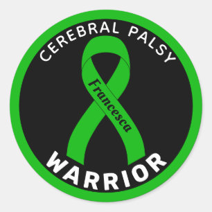 Zerebral Palsy Warrior Ribbon Black Round Sticker