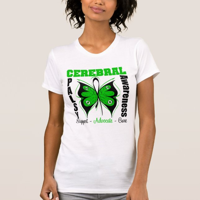 Zerebrale Lähmungs-Bewusstseins-Schmetterling T-Shirt (Vorderseite)