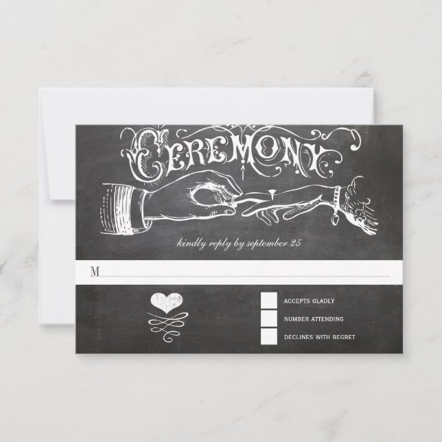 Zeremonie Chalkboard Response Card RSVP Karte (Vorderseite)