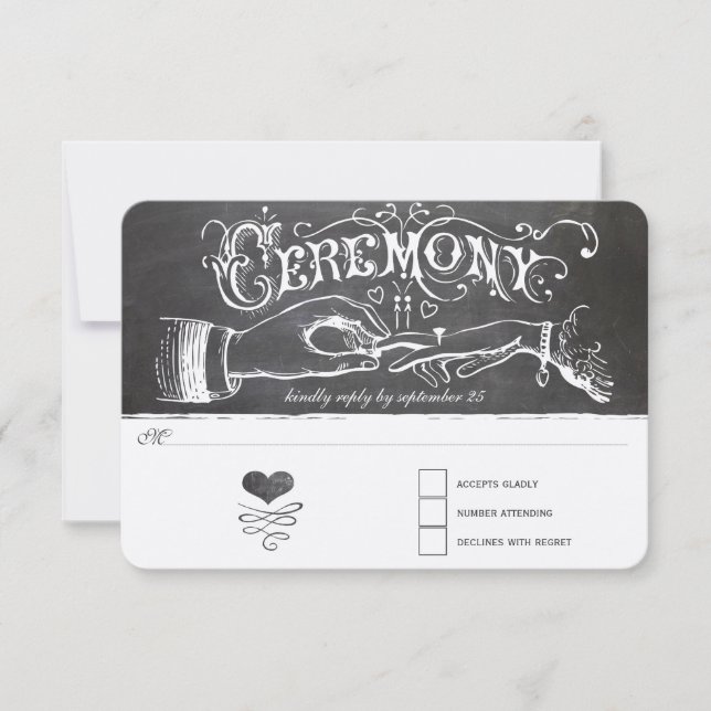 Zeremonie Chalkboard Response Card RSVP Karte (Vorderseite)