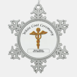 Zeremonie der weißen Matte Gold Medizin, Rundgesch Schneeflocken Zinn-Ornament