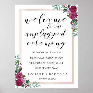 Zeremonie-Zeichen für Wasserfarben-Rose Poster