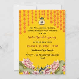 Zeremonie zur Aufwärmung des indischen Hauses Einladung