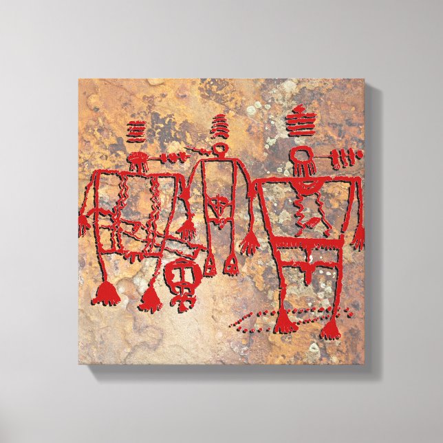 Zeremonielle Tänzer-Petroglyphe Leinwanddruck (Vorderseite)