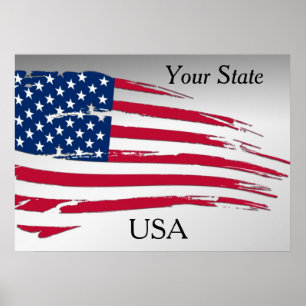 Zerfetzte amerikanische Flagge Ihr Staat USA Poster