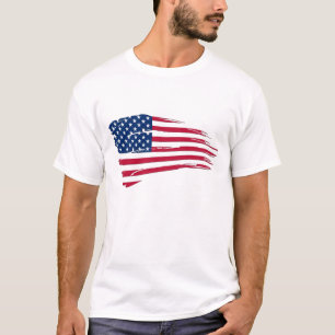 Zerfetzte amerikanische Flagge T-Shirt