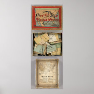 Zergliederte Kontur-Karte, USA Poster