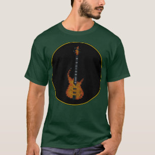 Zerkackte Pixel Burning Fire Bass Gitarre in einer T-Shirt