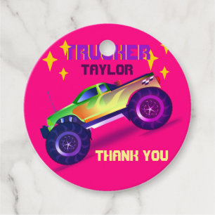 Zerkleinern MONSTER TRUCK Girls Pink Vielen Dank Geschenkanhänger