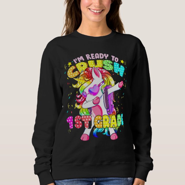 Zerkleinerung des 1. Grades Dabbing Einhorn zurück Sweatshirt (Vorderseite)