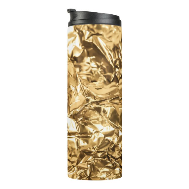 Zerknitterte goldene Falten Thermosbecher (Nach rechts gedreht)