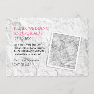 zerknittertes Papier 1. Hochzeitstag Einladung