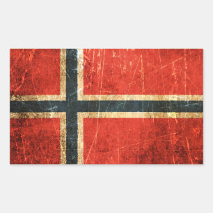Zerkratzte und abgenutzte Vintage-Flagge Norwegens Rechteckiger Aufkleber