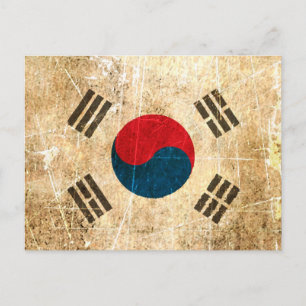 Zerkratzte und abgenutzte Vintage-Flagge Südkoreas Postkarte