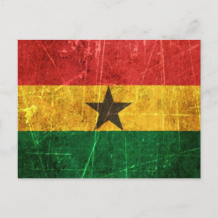 Zerkratzte und abgenutzte Vintage-Flagge von Ghana Postkarte