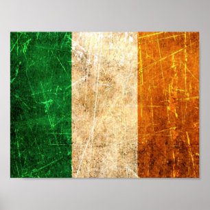 Zerkratzte und abgenutzte Vintage-Irlandflagge Poster