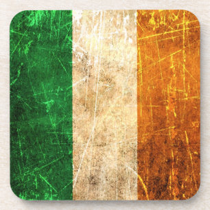 Zerkratzte und abgenutzte Vintage-Irlandflagge Untersetzer