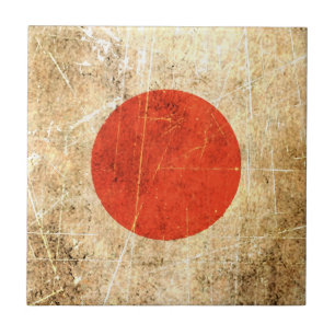 Zerkratzte und abgenutzte Vintage-Japanische Flagg Fliese