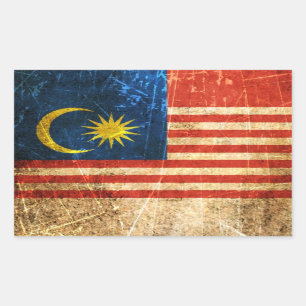 Zerkratzte und abgenutzte Vintage-Malaysische-Flag Rechteckiger Aufkleber