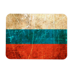 Zerkratzte und abgenutzte Vintage-Russlandflagge Magnet