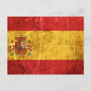 Zerkratzte und abgenutzte Vintage-Spanienflagge Postkarte