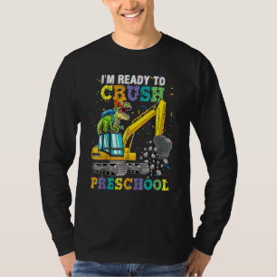 Zermalmer Pre K Baustellenwagen Dinosaurier Zurück T-Shirt