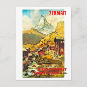 Zermat, Bergspitze, Schweiz, Sommer Vintag Postkarte
