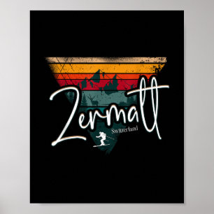 Zermatt Alpin Skifahren Vintage Schweizer Alpen Sc Poster