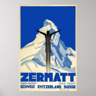 Zermatt, die Schweiz, Ski-Plakat Poster