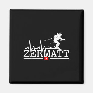Zermatt Heartbeat Alpin Skifahren Schweizer Alpen Magnet