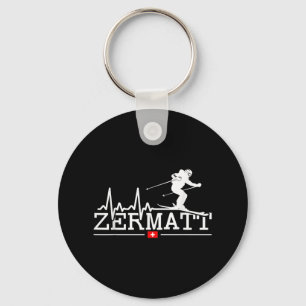 Zermatt Heartbeat Alpin Skifahren Schweizer Alpen Schlüsselanhänger