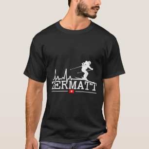 Zermatt Heartbeat Alpin Skifahren Schweizer Alpen T-Shirt