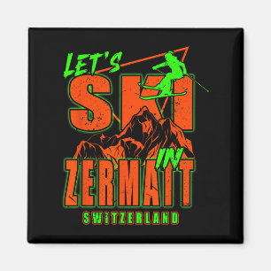 Zermatt Lasst Ski Alpine Skifahren Schweizer Alpen Magnet