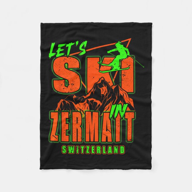 Zermatt Lets Ski Alpinski Swizer Alpen Schweiz Fleecedecke (Vorderseite)