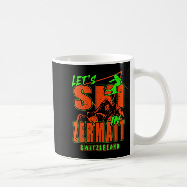 Zermatt Lets Ski Alpinski Swizerland Schweizer Alp Kaffeetasse (Rechts)
