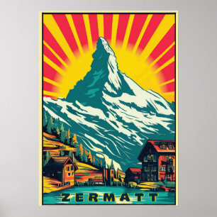 Zermatt, Matterhorn, Schweiz, Skiposter Poster