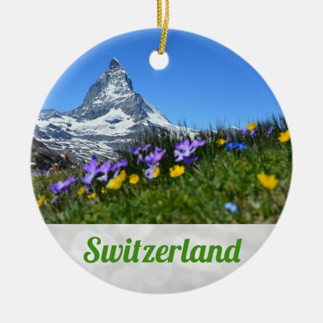Zermatt Matterhorn Schweiz Weihnachten Keramik Ornament (Vorne)