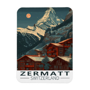 Zermatt Matterhorn Vintage Travel Magnet