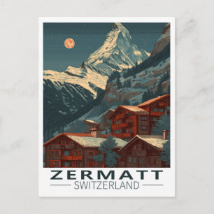 Zermatt Matterhorn Vintage Travel Postkarte