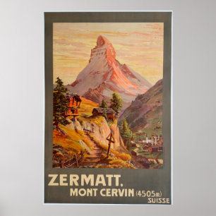 Zermatt, Mont Cervin, Schweiz, Skiposter Poster