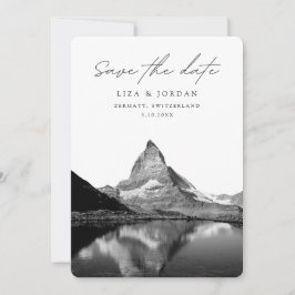 Zermatt Save the Date Schweiz Schwarz & Weiß Einladung