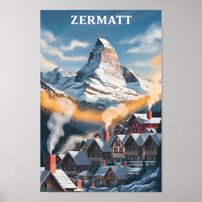 Zermatt Schweiz Berühmter Reiseort Poster (Vorne)