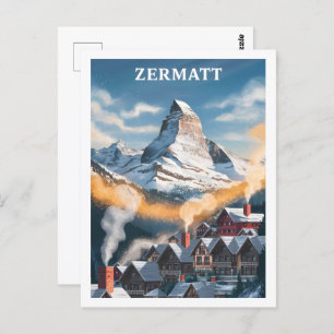 Zermatt Schweiz Berühmter Reiseort Postkarte